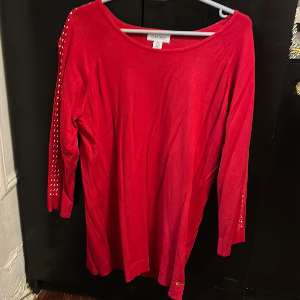 Calvin Klein red long sleeve top